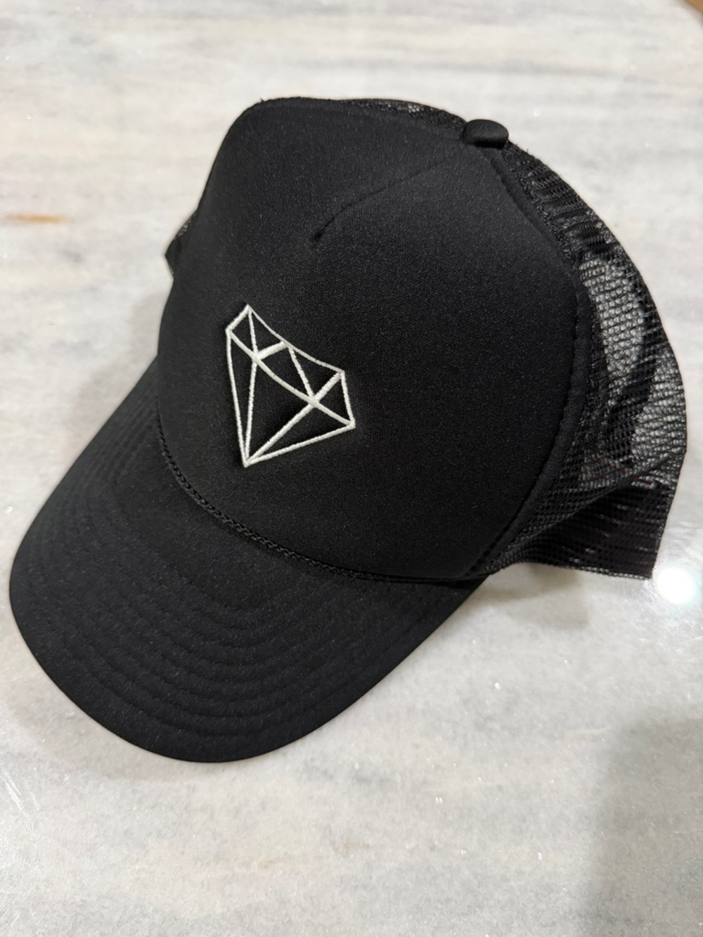 Black Trucker hat with diamond logo
